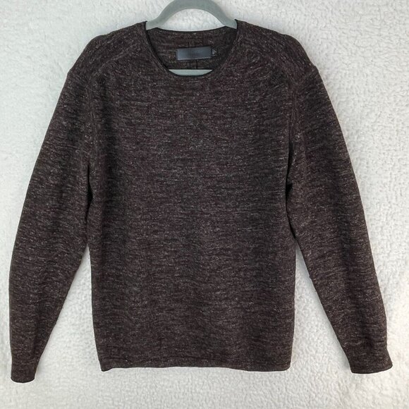 J Brand Brown Wool Linen Blend Sweater Mens Pullover Long Sleeve Size‎ Large